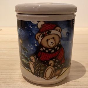 Merry brite ceramic stoneware container little bear